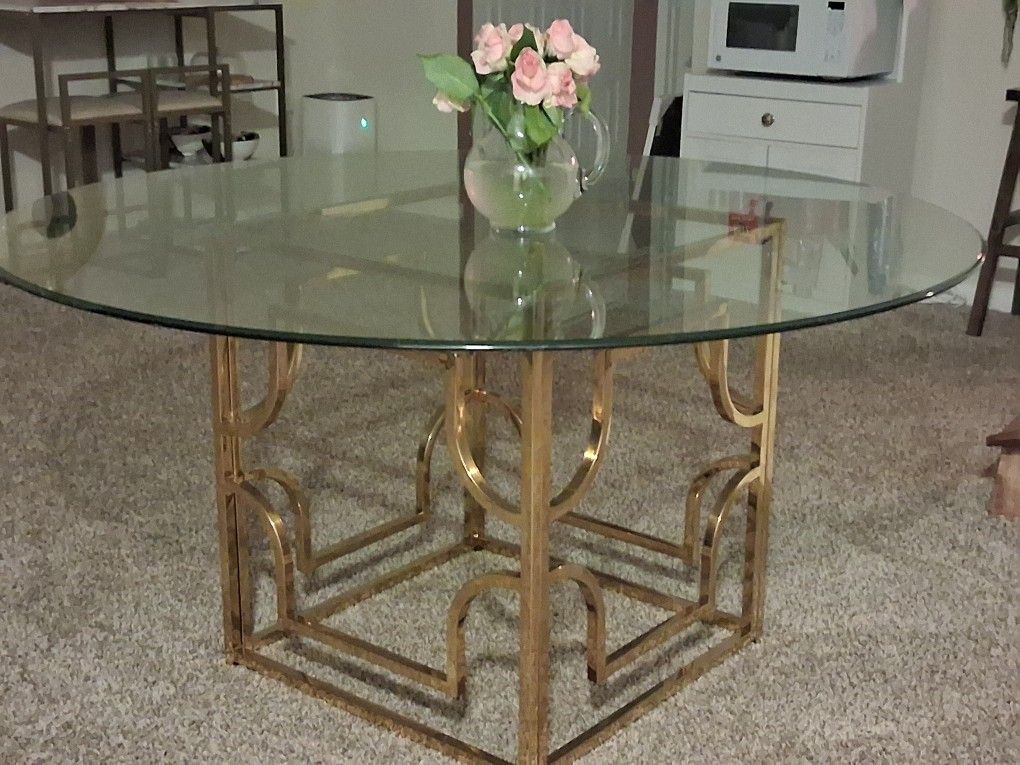 54" Round Modern Tempered Glass Top Dining Table for Dining Room - $550
