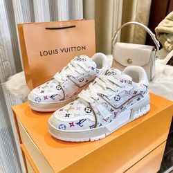 Louis Vuitton LV25 Takashi Murakami cooperation white three-color/black women's sports shoes (190)75