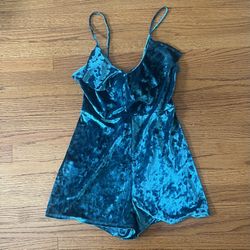 Turquoise Velour Romper, Urban Outfitters, Women’s Large