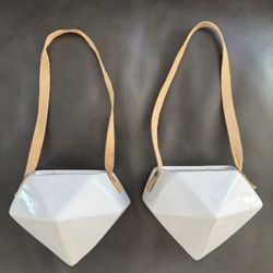 Pair of Geometric Hanging Planters / Vases