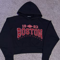 Charlotte Russe Boston 1983 Cropped red black 3D Print Hoodie size small