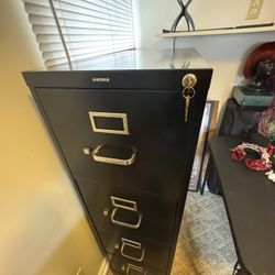 HON 310 Locking 26-1/2”D Vertical 4-Drawer Filing Cabinet, Black