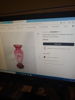 Mary Gregory 11" cranberry vase