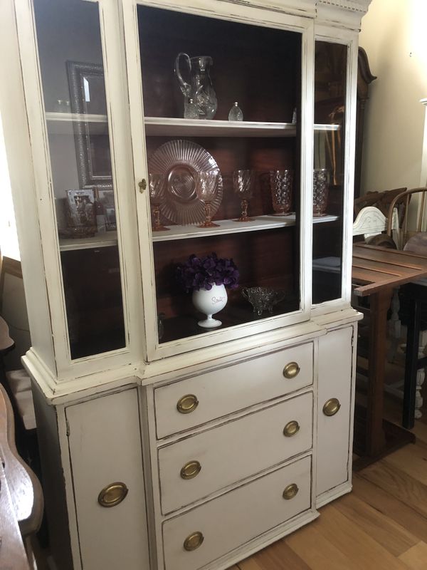 Antique farmhouse shabby chic china cabinet hutch for Sale in Clermont ...