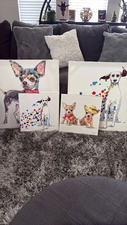 Dog lovers canvas picture set