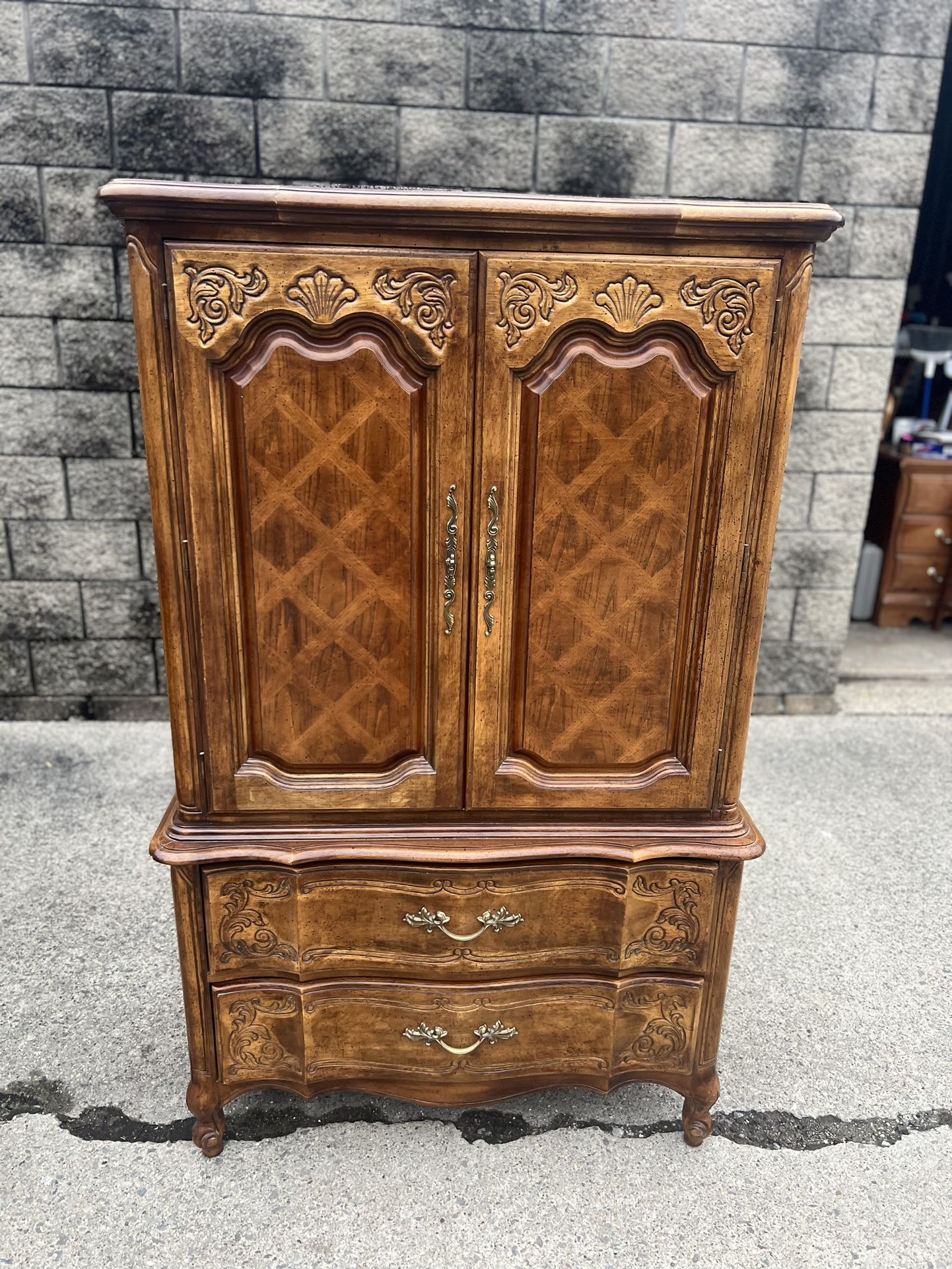 French Provincial 6 drawer armoire 