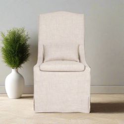 Great Pair (2) Essentials for Living Colette Slipcover Bisque French Linen Dining Chairs FFE258-406