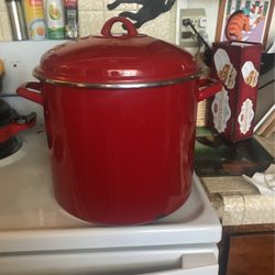 HUMONGOUS RED ENAMEL POT