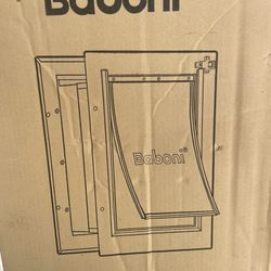 Baboni pet door for wall, steel frame and telescoping tunnel, aluminum lock, double flap dog door