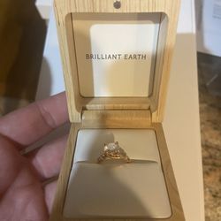 7mm Super Premium Round Moissanite With 14K Rose Gold Camelia Lab Diamond Ring