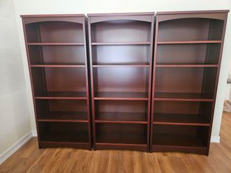 3 Bookshelves, cherry color, Adjustable shelves