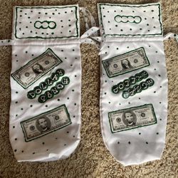 *WEDDING ITEMS* 2 Dollar Dance Bags with Green paint.