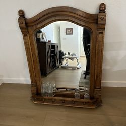 Antique Rustic Mirror With Shelf