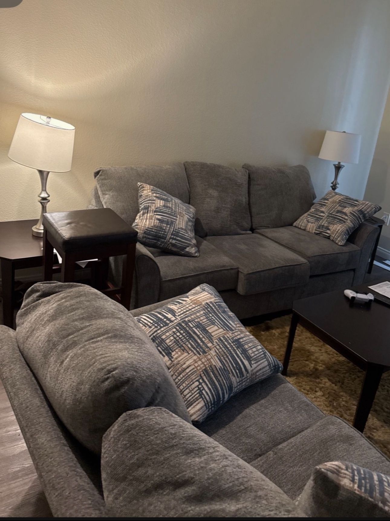 Sofa Set , End Table, Dresser , Floor Mat , Lamps