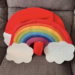 🌈 New! Rainbow w Glitter Sparkle Clouds Padded Double Sided Halloween Dog Costume Large