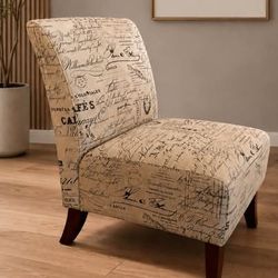 Upholstered Accent Chair – French Script Slipper Chair by Linon
