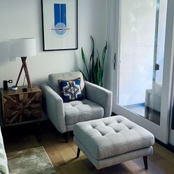 Mid-Century Modern Accent Chair and Ottoman