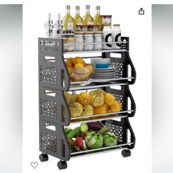 4 Tiers Rolling Stackable Storage Rack