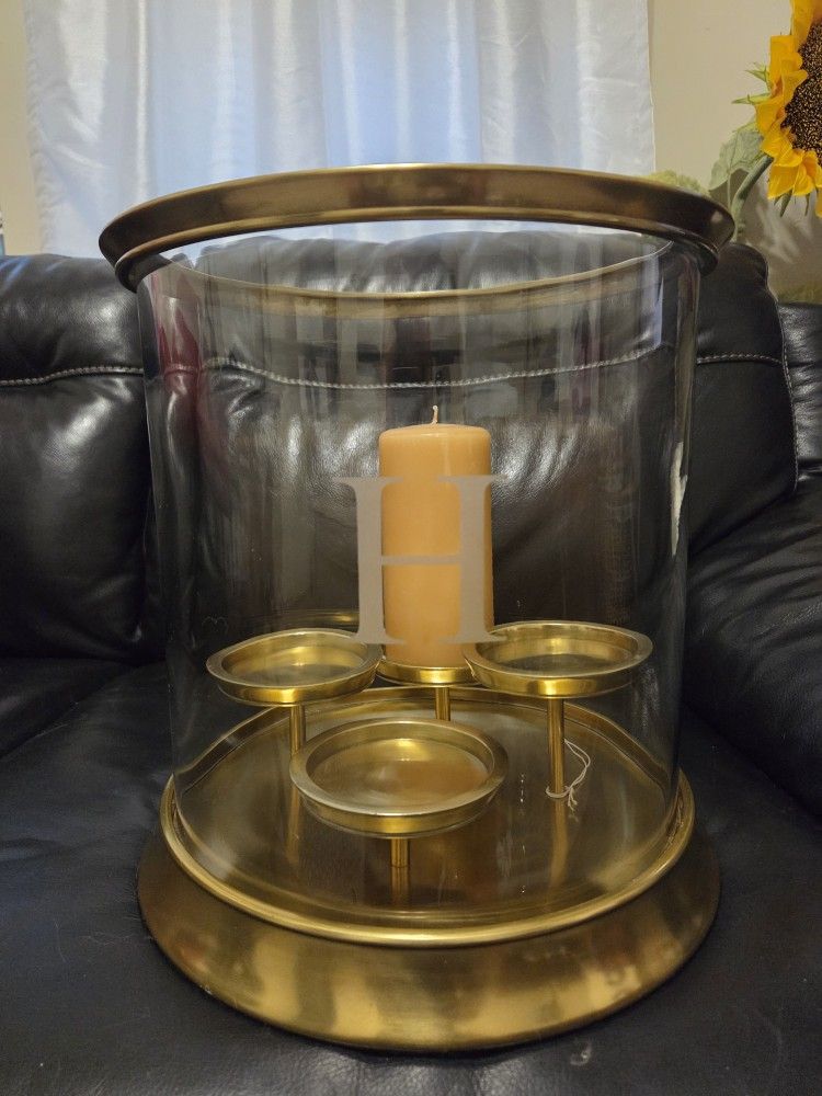 Beautiful Brass Glass Candle Holder