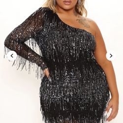 Fashion Nova Fringe Black Dress