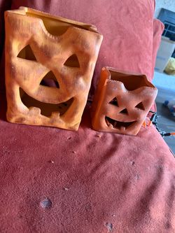 Halloween Jack-O-Lantern Candle Holders Set of 2