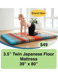 3.5” Twin Japanese Floor Mattress Futon Mattress Thick Boho Foldable Mattress Tatami Mat Sleeping Pad, 100% High Density Foam, Kids Floor Lounger Bed
