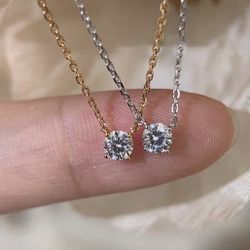Gold Moissanite Stone Necklace