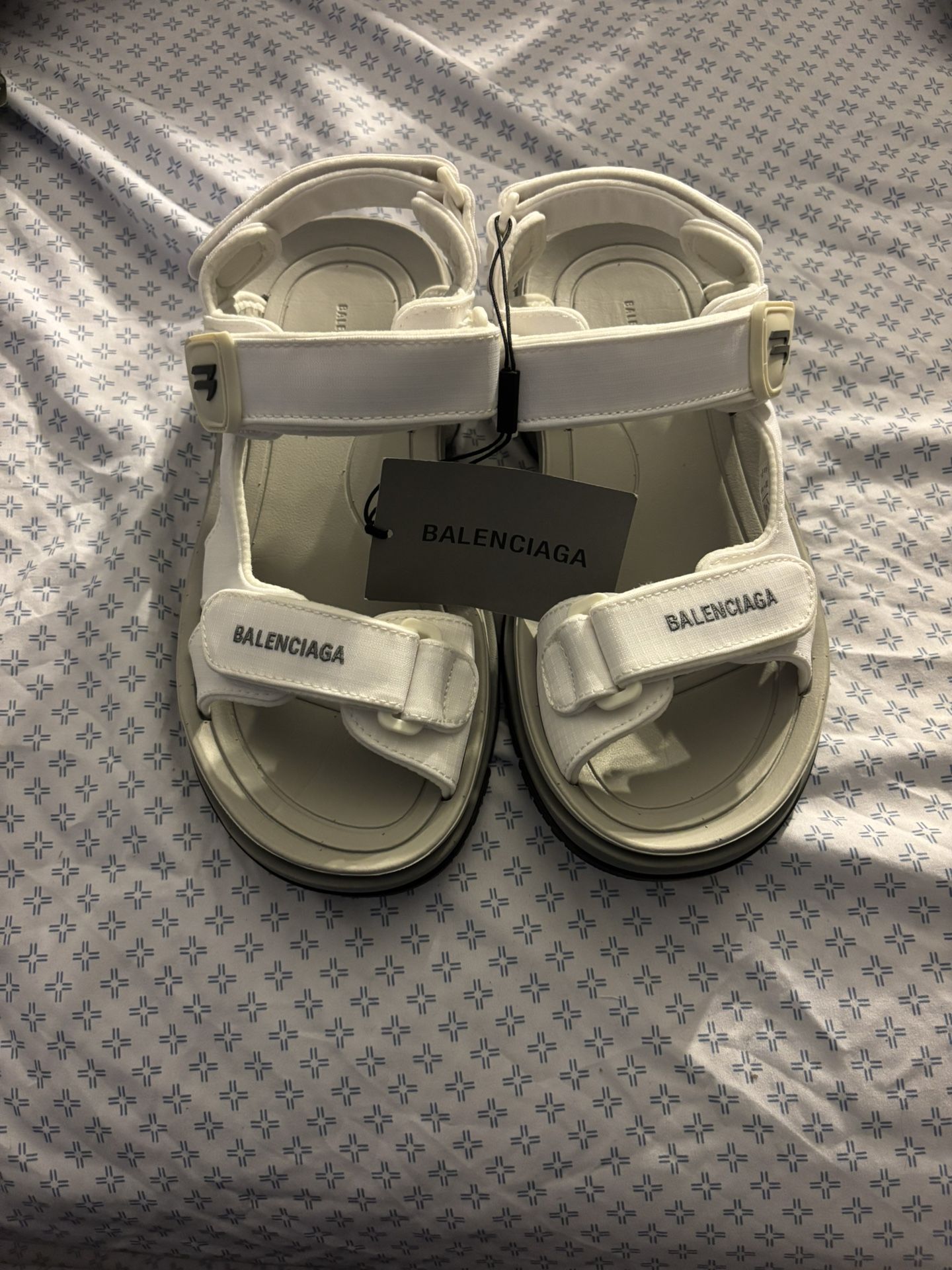 White Balenciaga Tourist Sandals