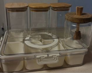 MUST GO Glass trendy containers/ glass honey jar / travel snack box