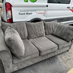 Plush Dark Grey Couch 