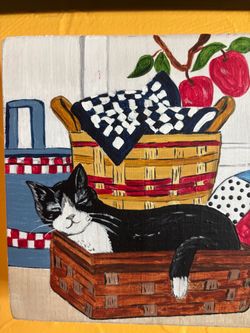 New Original Painting over wood for Cats Lovers