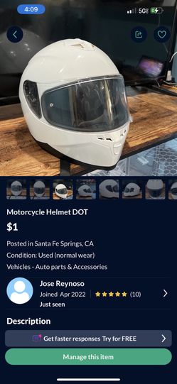 Xl Dot MOTORCYCLE HELMET