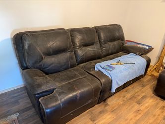 Leather couch and leather reclining chair