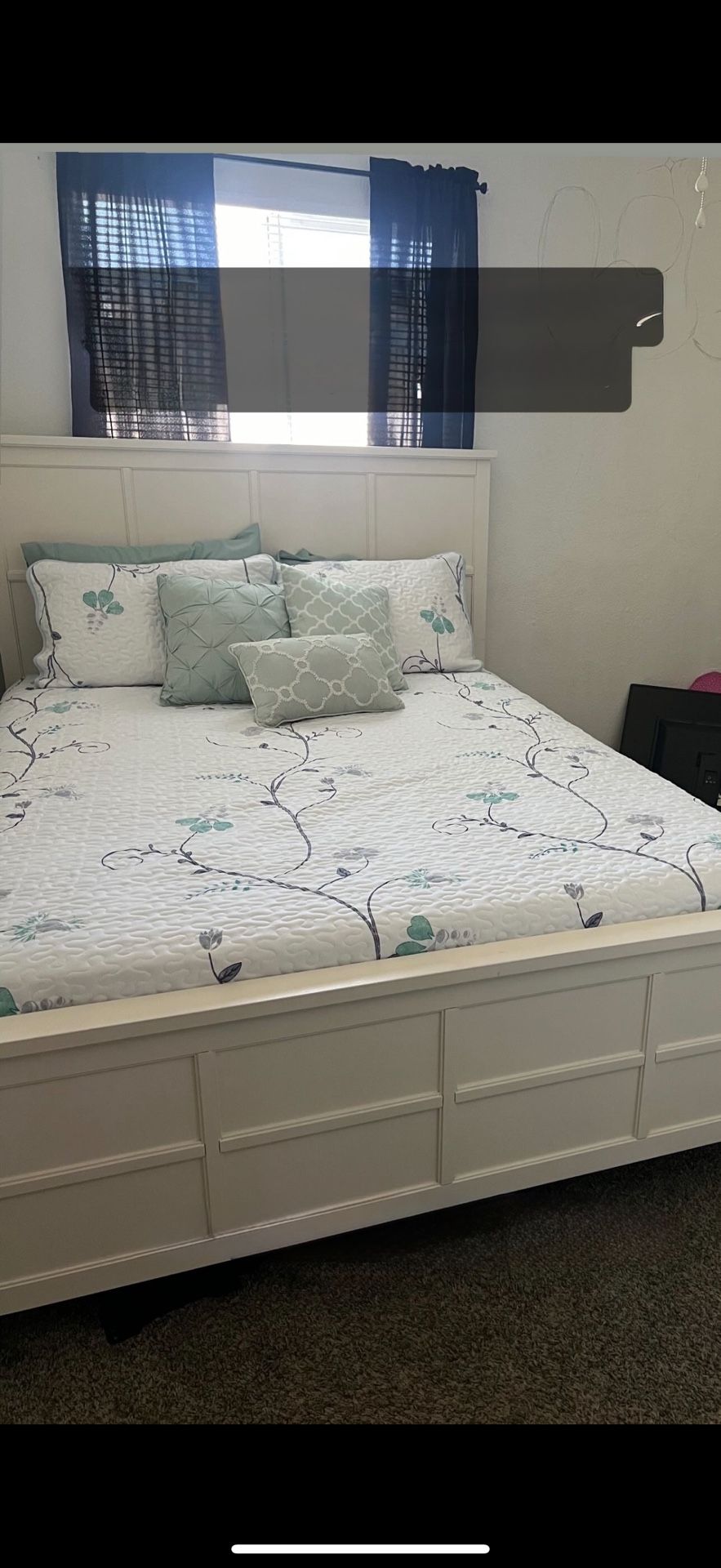 White Queen Size Bed Frame & Box Spring ONLY- NEED GONE ASAP
