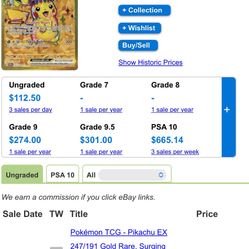 Ungraded Perfect Condition Gold Pikachu 