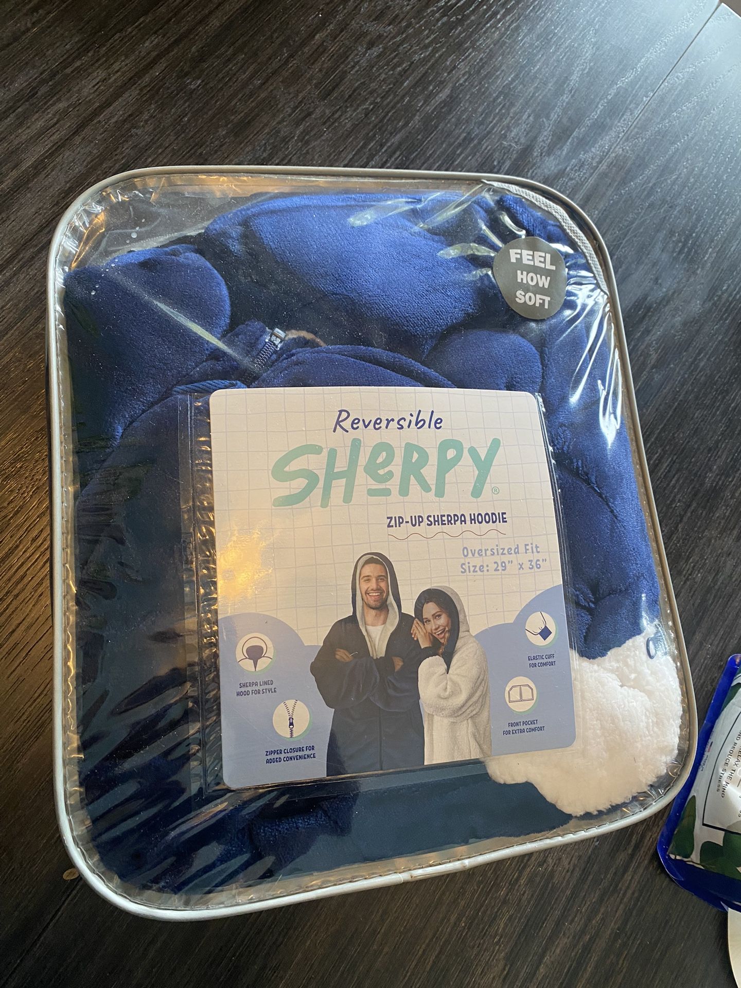 Navy Colored Oversized Zip-Up Sherpa Hoodie - Brand New