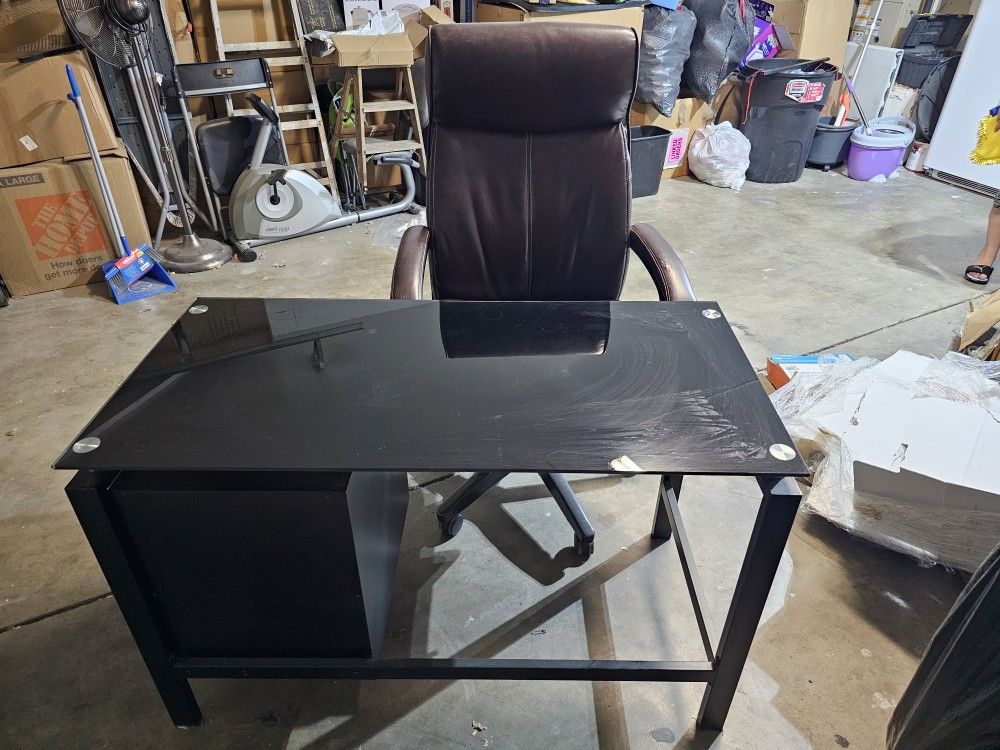 Metal Desk& Leather Rotation Chair