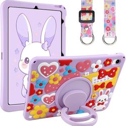 Cute Kids Tablet Case for Samsung Galaxy Tab A9 Plus 11” w/ Stand & Strap Purple