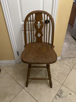WOOD SWIVEL STOOL OAK COUNTER DESK WORK STATION