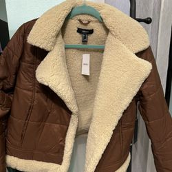Forever 21 Brown Faux Sherpa Jacket 