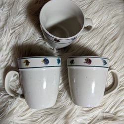 Folkcraft Stoneware Rainbow Trout Coffee Mugs
