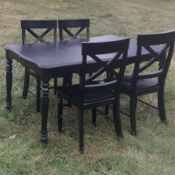 Solid Wood Farmhouse Table and Chair Set