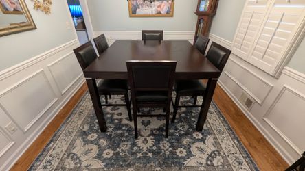 Hamilton & Spill Counter Height Dining Set w/ Leaf & Custom Glass Top - Excellent Condition