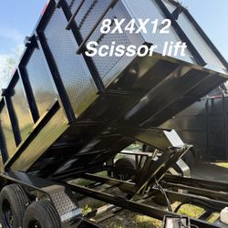 New 8x4x12 Scissor Lift Hydraulic Dump Trailer 💠