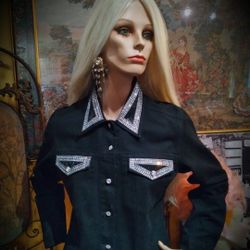 Swarovski Crystals Embellished Denim Jacket By Christine Alexander 