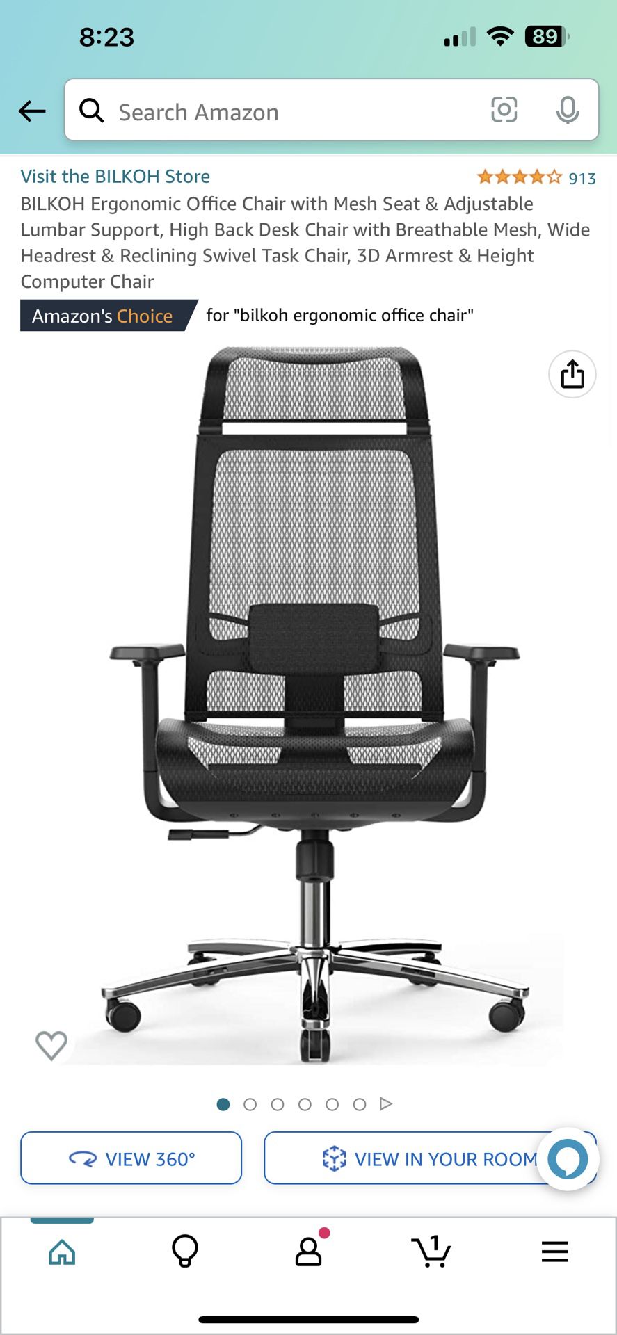 Brand New Black All Mesh Tall Back Ergonomic Office Chair w/Adjustable Armrests/Lumbar/Headrest 