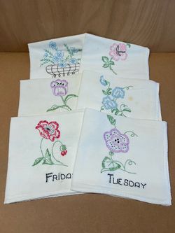 6 Embroidered Dish Towels