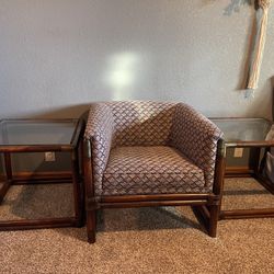 Vintage Side Tables & Accent Chair 