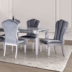 Glam Silver 7 Pc Dining Set