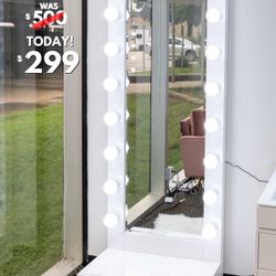 Full Body Length Mirror W Storage Drawer 